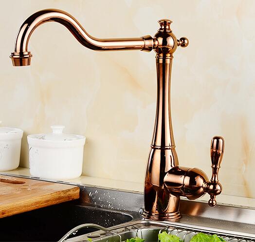 new arrival High quality brass gold finished 360 degree rotating hot and cold no lead safe kitchen sink faucet